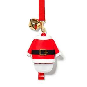 Bath & Body Works RARE Christmas SANTA SUIT Lanyard Clip Jingle Bell Pocket